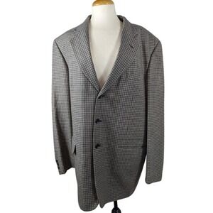 Jack N Jules Suit Blazer Jacket Mens 46 Brown Wool Houndstooth 3 Button Corpcore